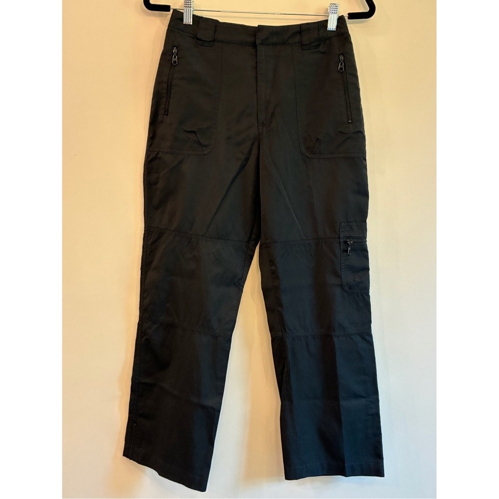 Chicos Black Cargo Trousers Womens Size 0 Straight Leg Utility Zip Pockets Pants